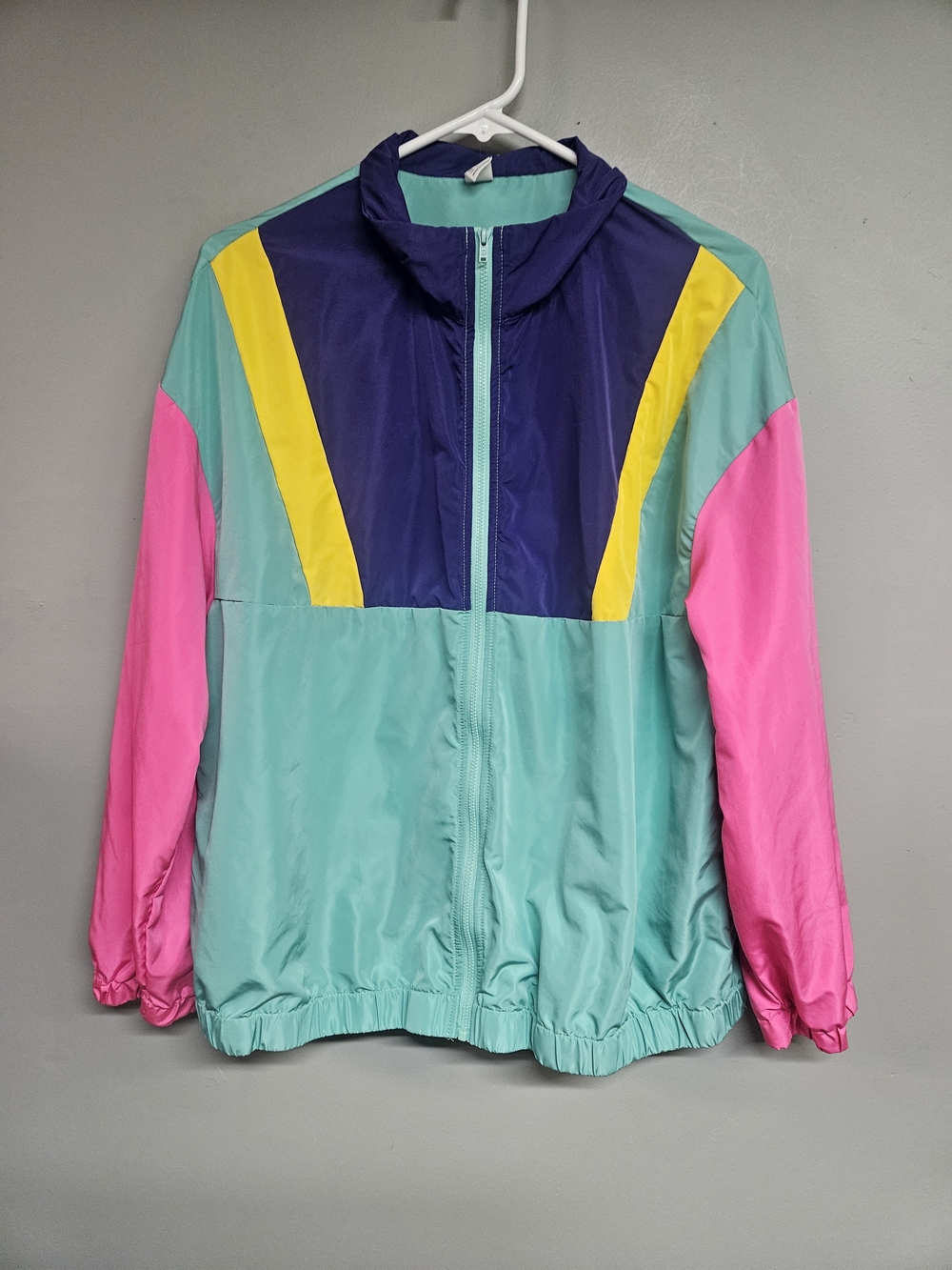 90s Vintage Windbreaker Women's Large Pastel Neon Jacket